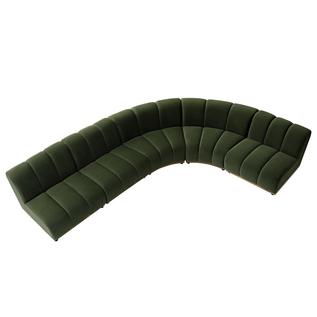 Granvia Moss Green Velvet Modular Sofa, 5Seater Grand LShaped Sofa