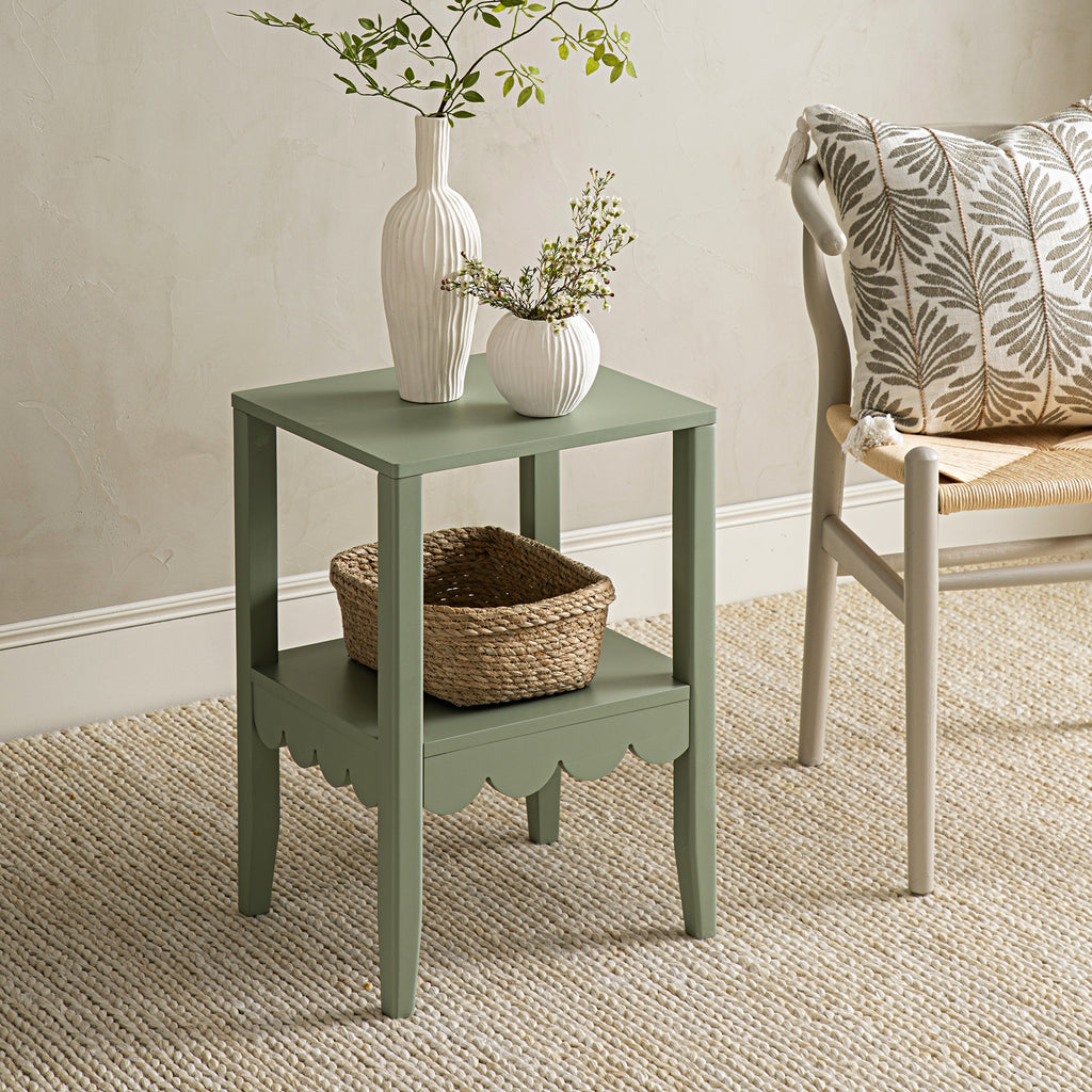 Henley Scalloped Edge Side Table, Sage Green | daals