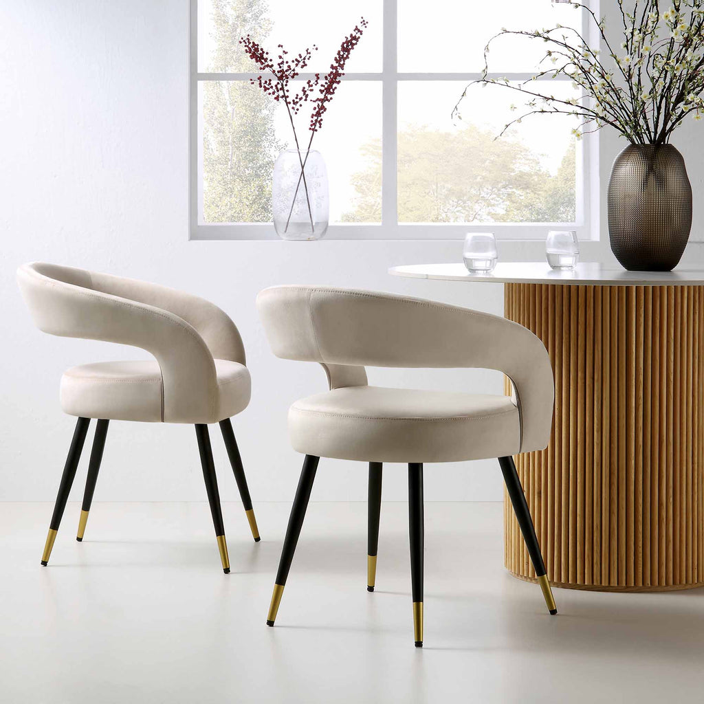 Laurel Wave Champagne Velvet Set of 2 Dining Chairs | daals