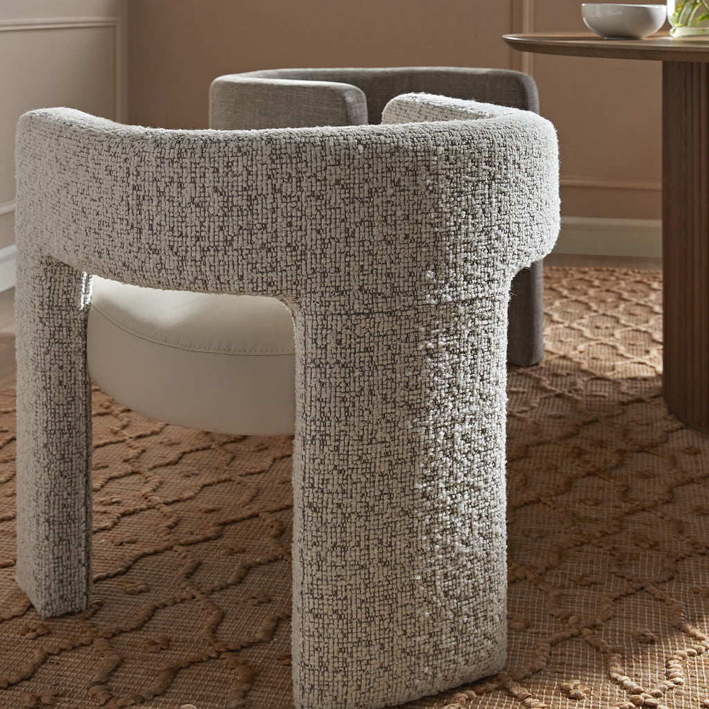 Greenwich Taupe Boucle and Beige Faux Leather Seat Dining Chair