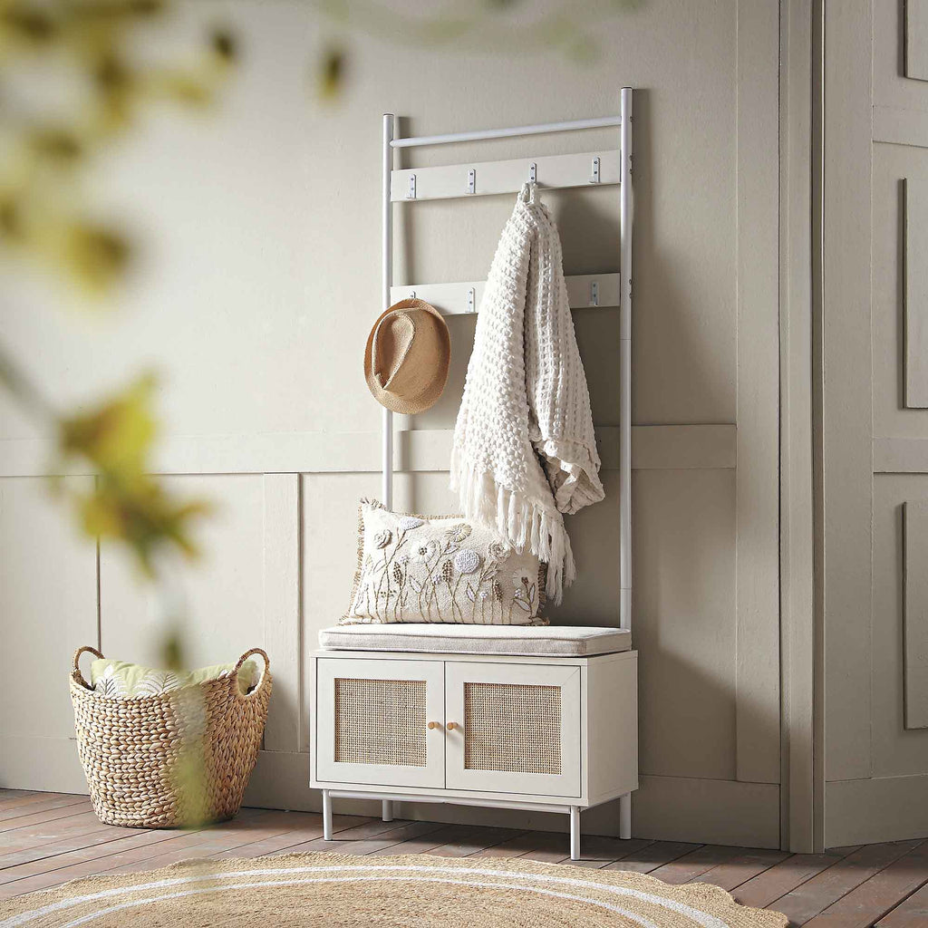Frances Woven Hallway Unit with Cushion, White | daals