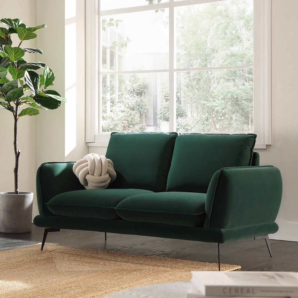 Obriel Forest Green Velvet Sofa, 2Seater daals