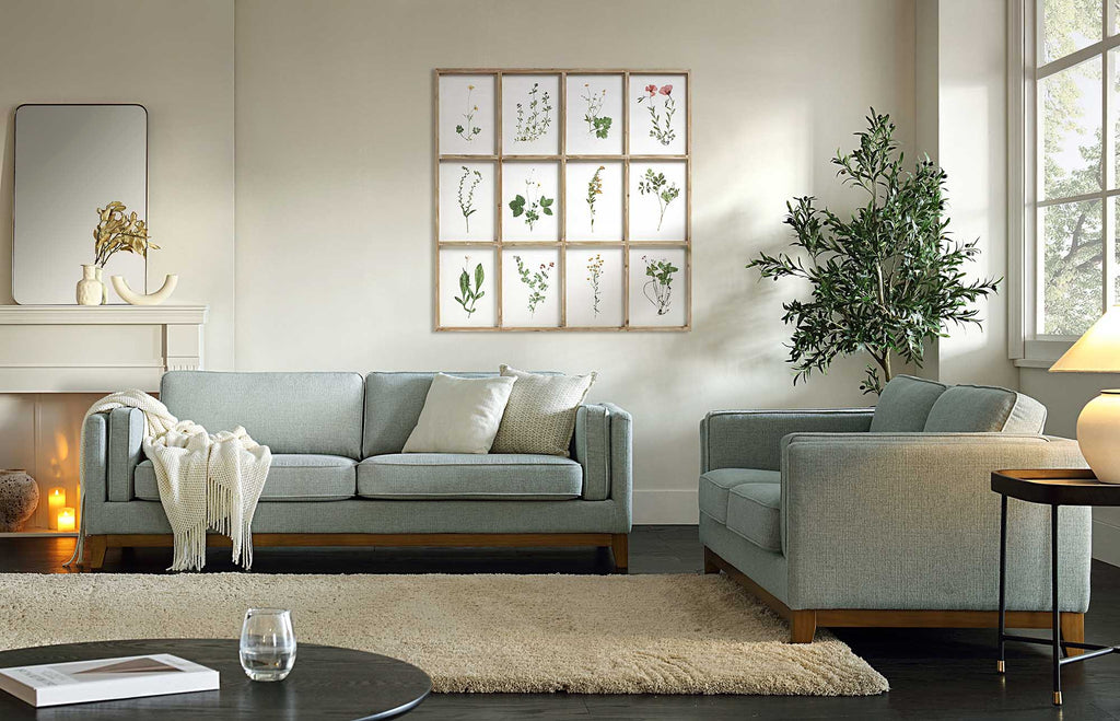 Nick Scali Slimline Armchair Dipley Sage Fabric Sofa, 3-Seater Daals