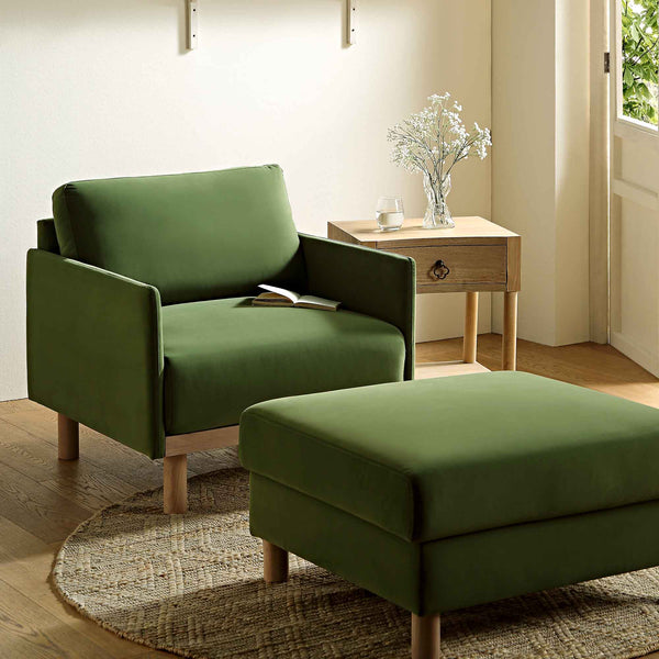 Timber Fern Green Velvet Armchair