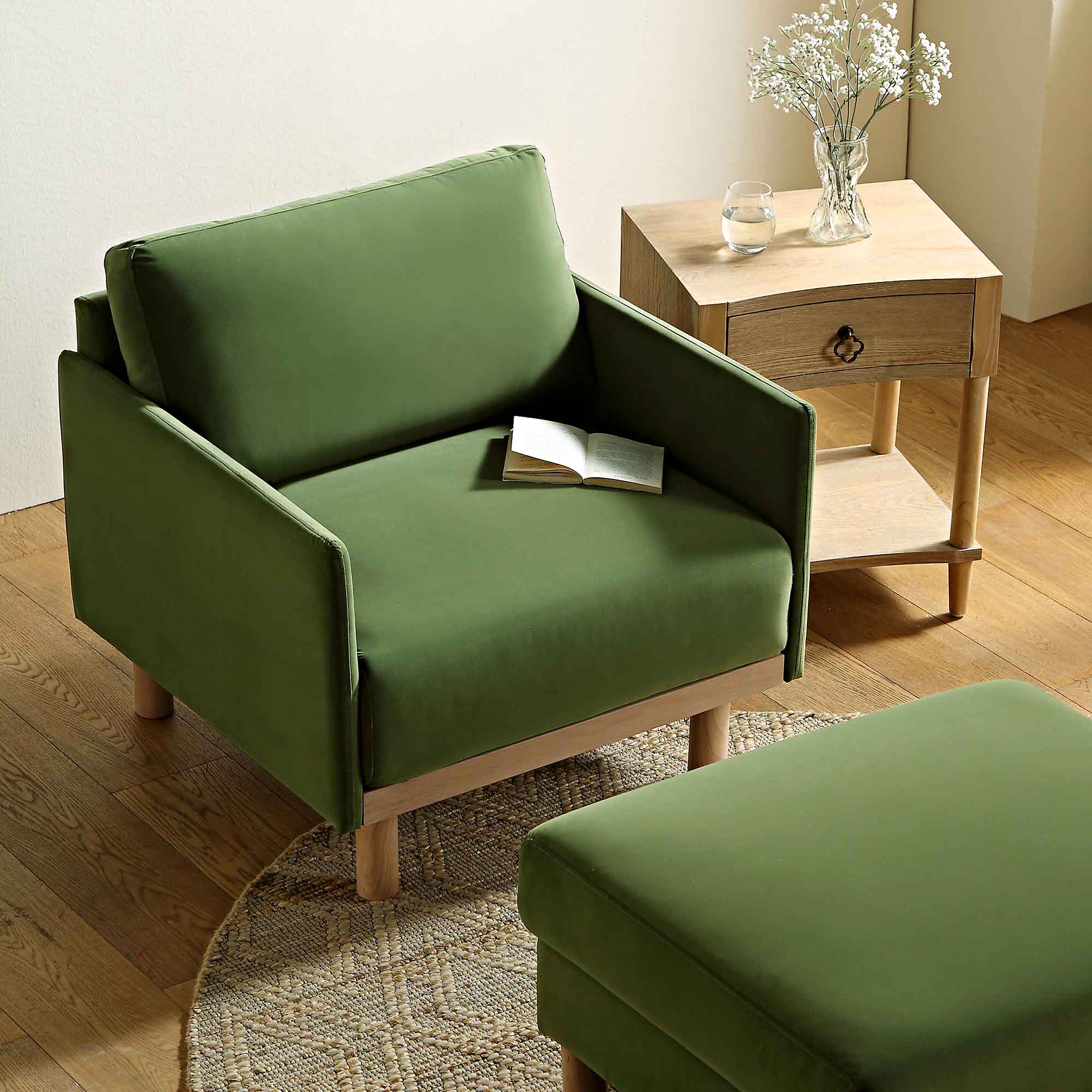 Timber Fern Green Velvet Armchair