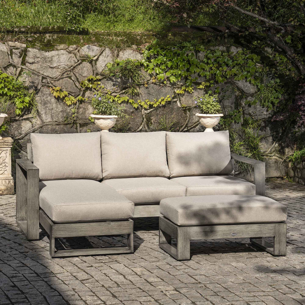 Montrose Aluminium Outdoor Sofa Set with Chaise, Brushed Silver