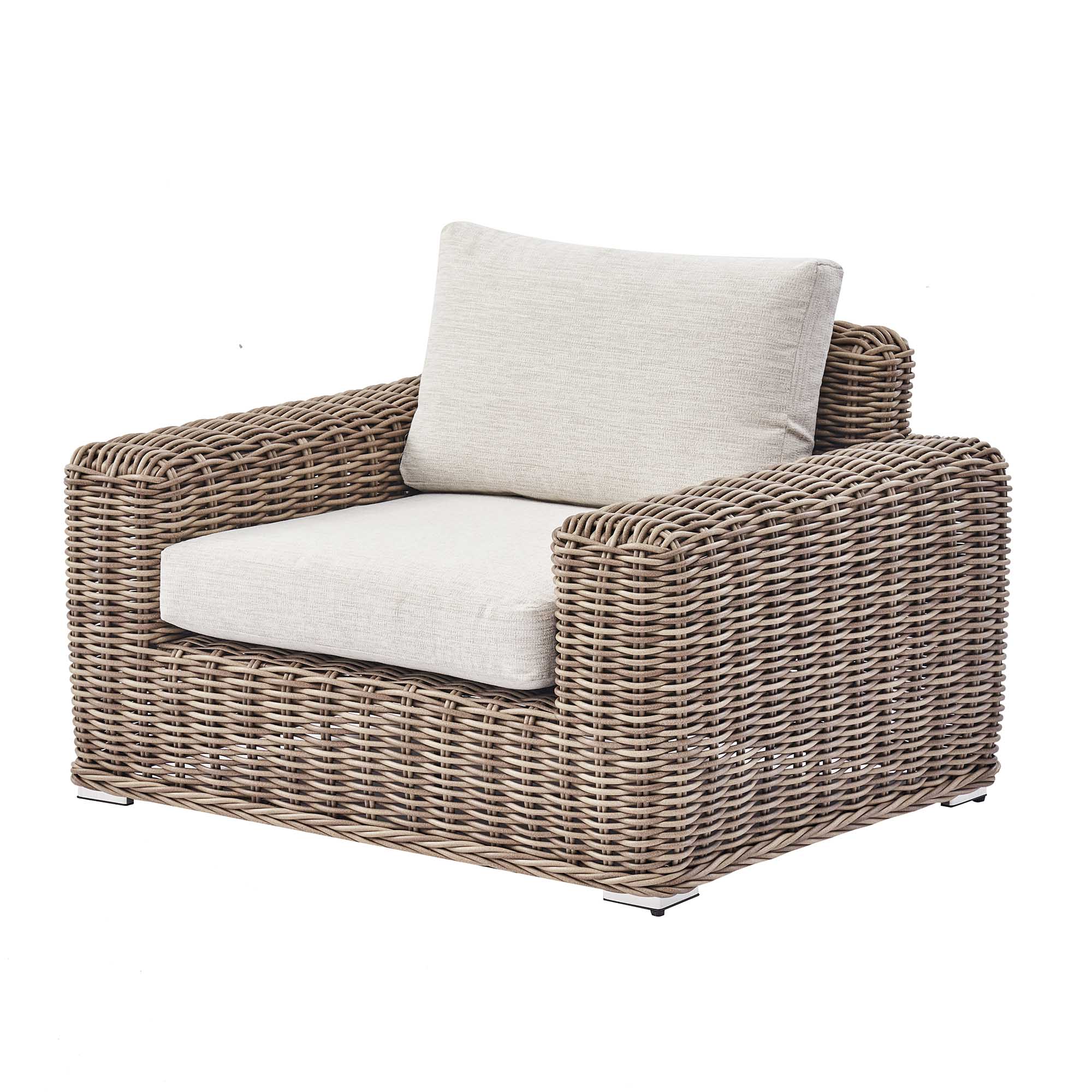 Bellagio Round Wicker Outdoor 1-Seater Sofa, Natural