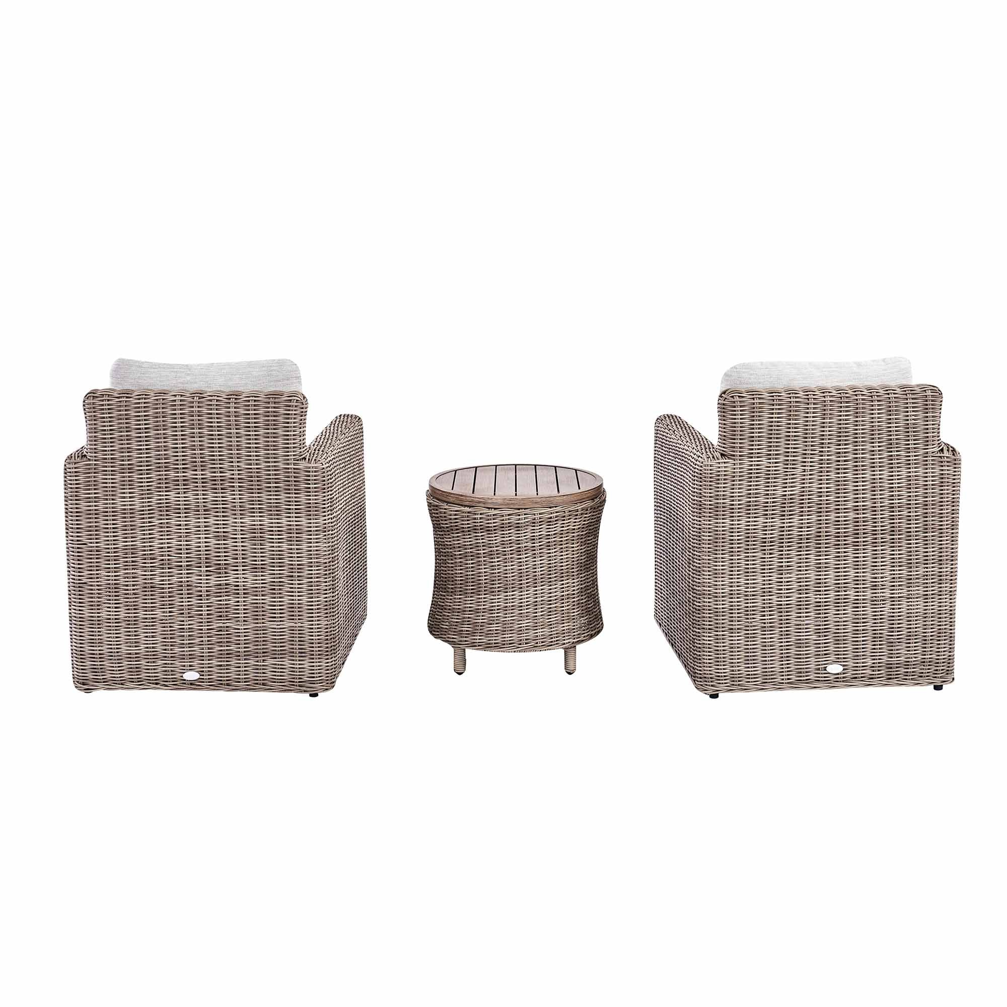 Bellagio Round Wicker Bistro Set with Rising Side Table, Natural