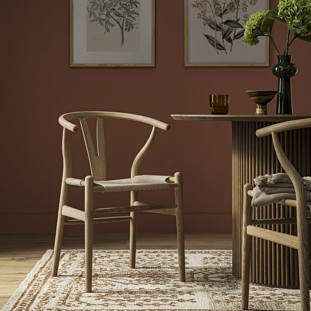 Hansel Dining Chair, Weathered Elm Frame with Light Grey Faux