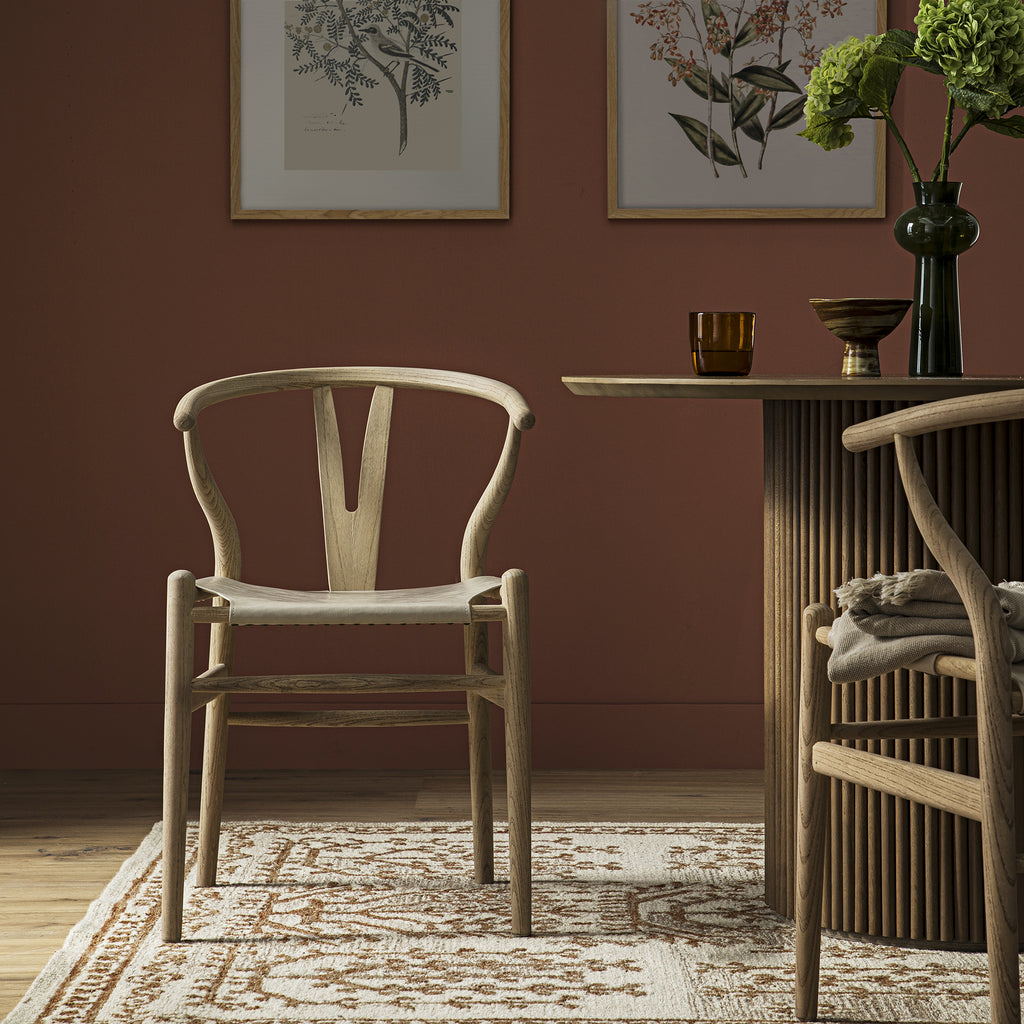 Hansel Dining Chair, Weathered Elm Frame with Light Grey Faux