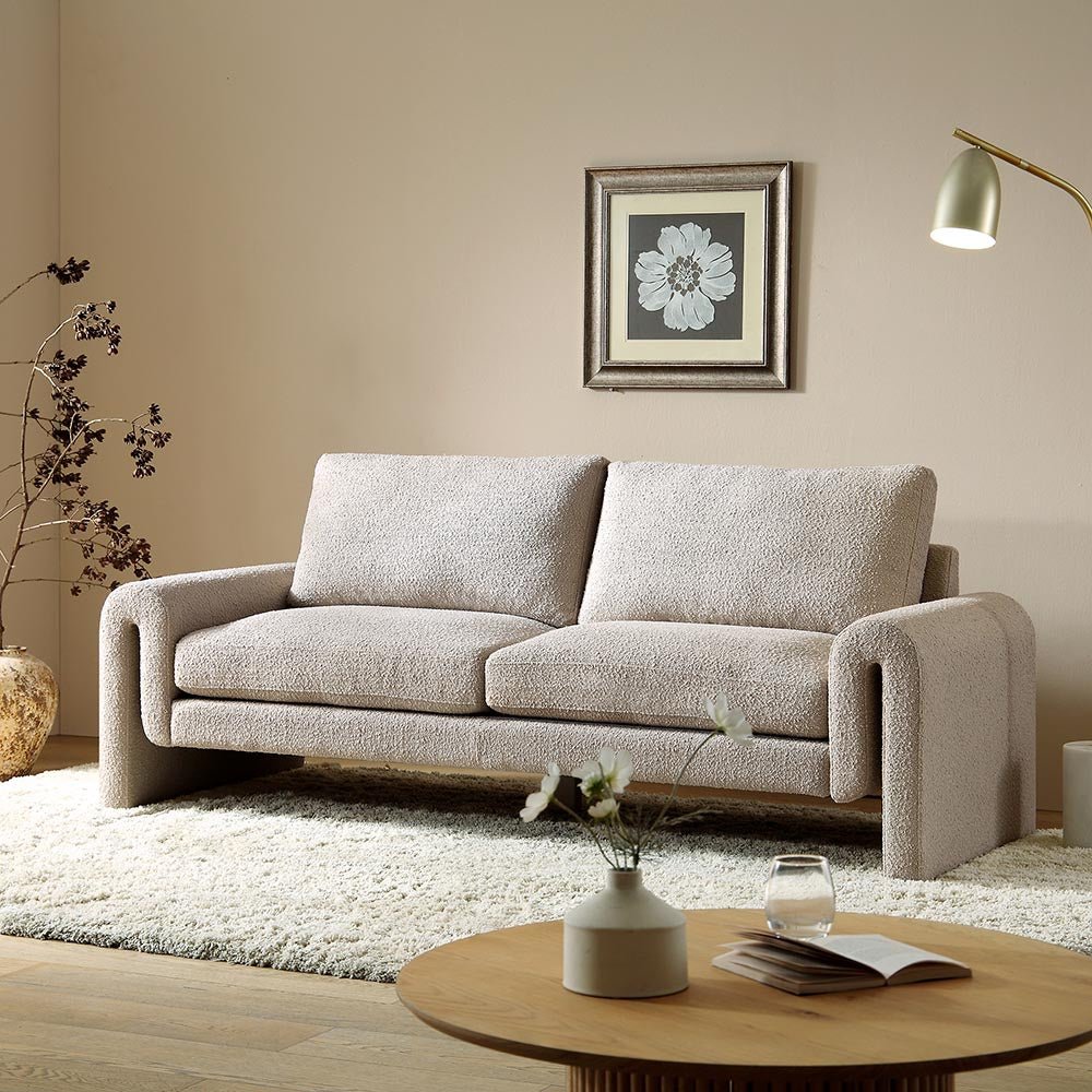 Hampstead Taupe Boucle Curved 3-Seater Sofa daals