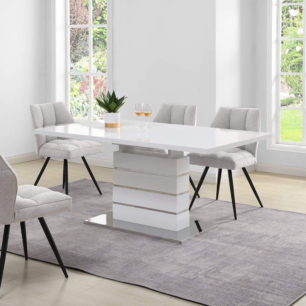 Hayne High Gloss White Extending Dining Table 6 to 8 Seater | daals