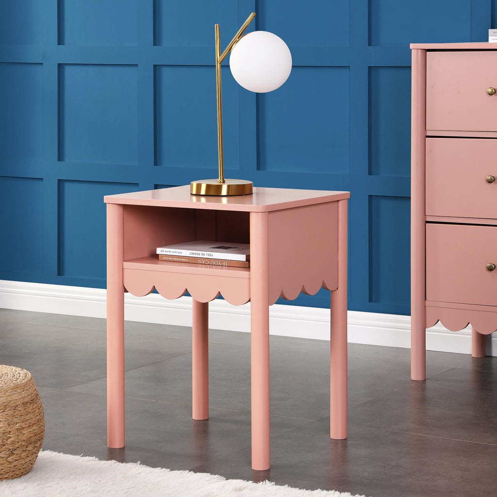 Henley Pink Scalloped Edge Bedside Table daals