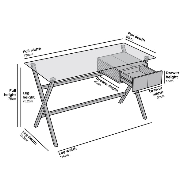 Exton 1-Drawer Glass Desk