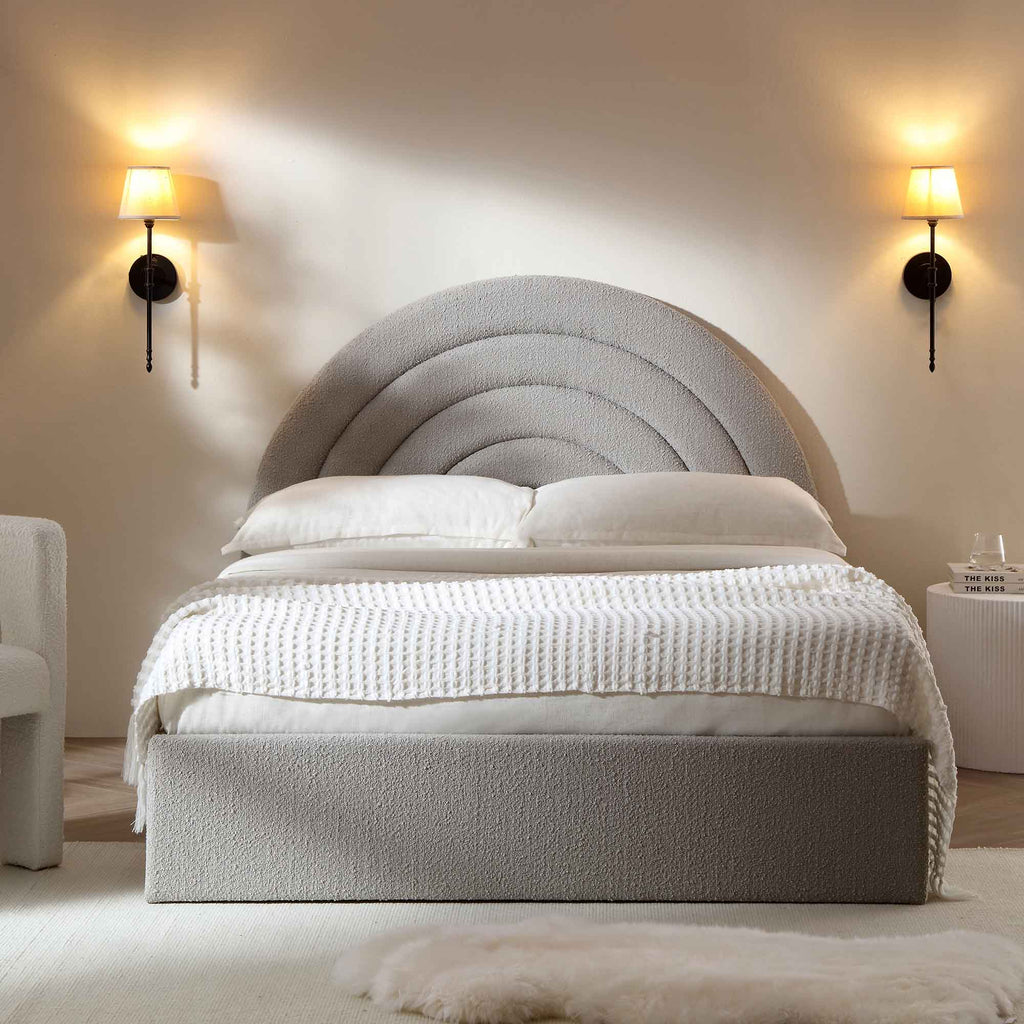 Aspen Stone Grey Boucle 5 FT King Storage Bed