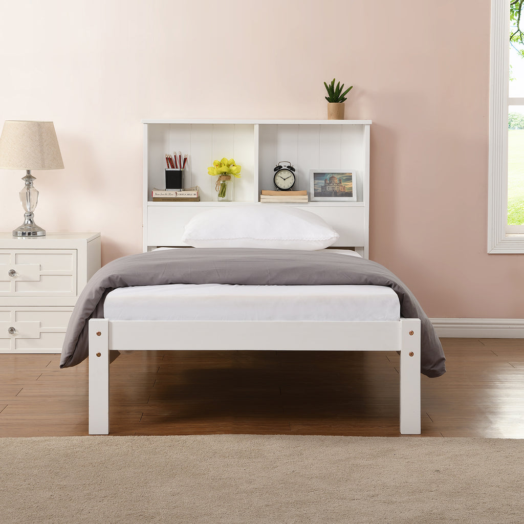 Elgin Wooden Bed Frame with Shelf Headboard daals