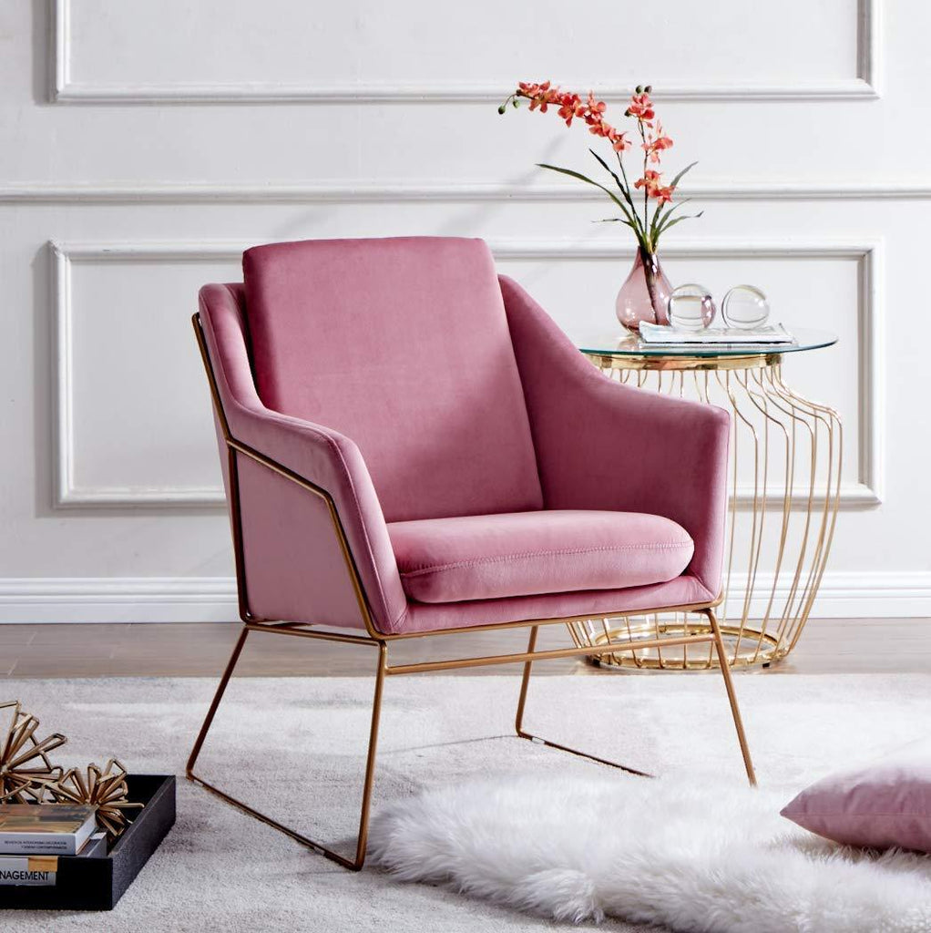 Hedy Accent Chair in Pink Velvet daals - Main Image