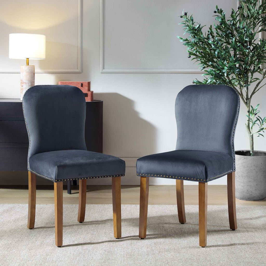 Stanway Set of 2 Grey Velvet Dining Chairs daals