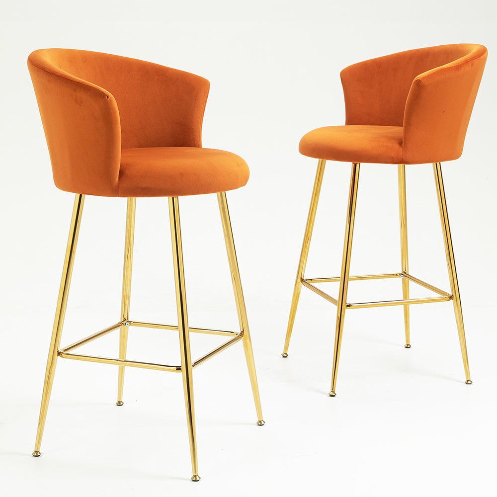 Kylie Set of Orange Velvet Bar Stools daals - Main Image