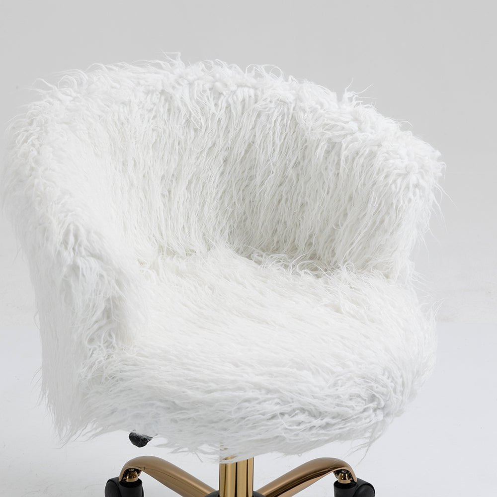 Kylie Plush Shaggy Faux Fur Swivel Chair, White daals