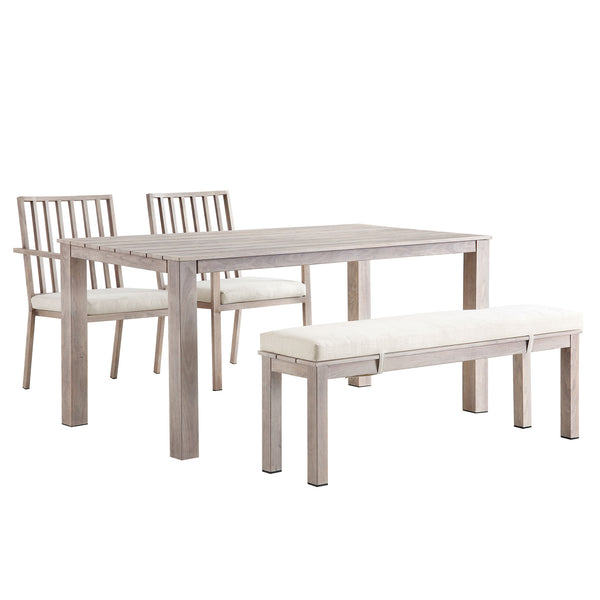 Earlswood Aluminium Washed Wood Effect Dining Set with Bench