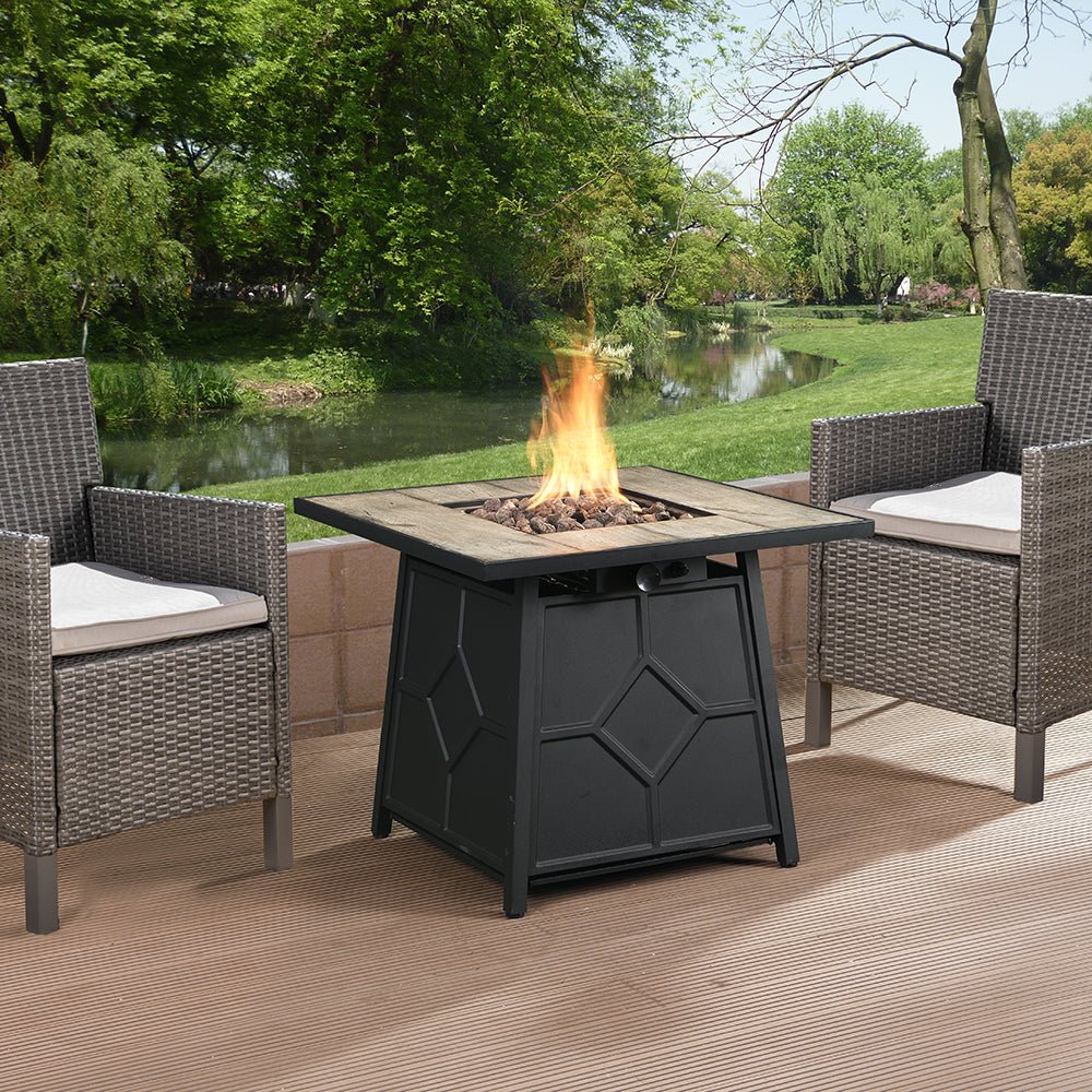 Square Outdoor 30" x 30" 40,000BTUs Real Concrete Fire Pit Table daals