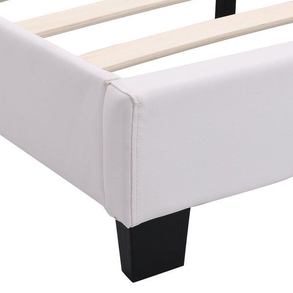 URSA White PU Leather Bed Frame with LED on Footend - daals