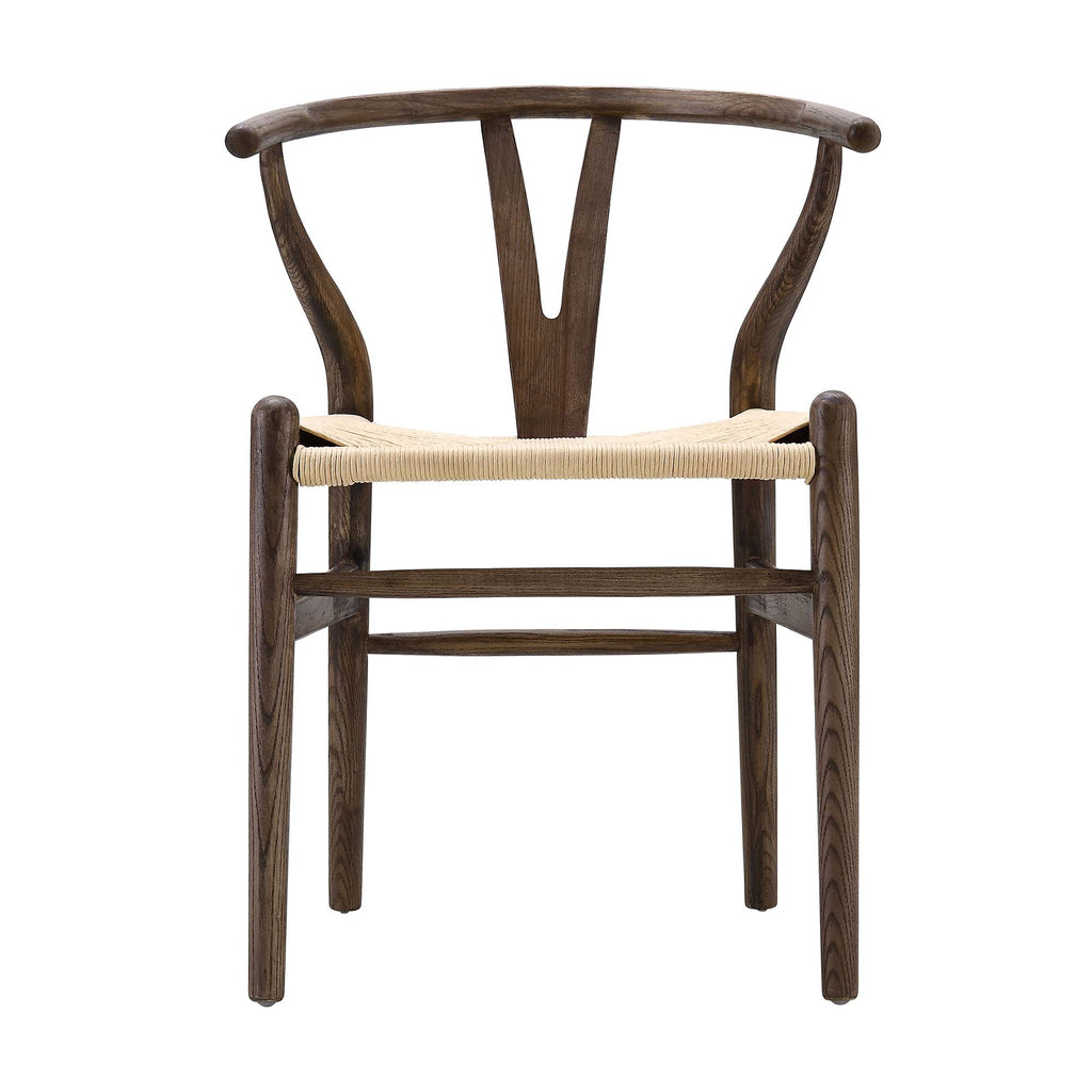 Hansel Wooden Natural Weave Dining Chair, Dark Walnut Colour