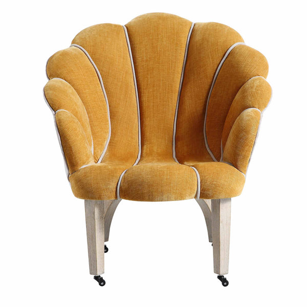 Barnard Scalloped Clam Chair, Mustard Chenille
