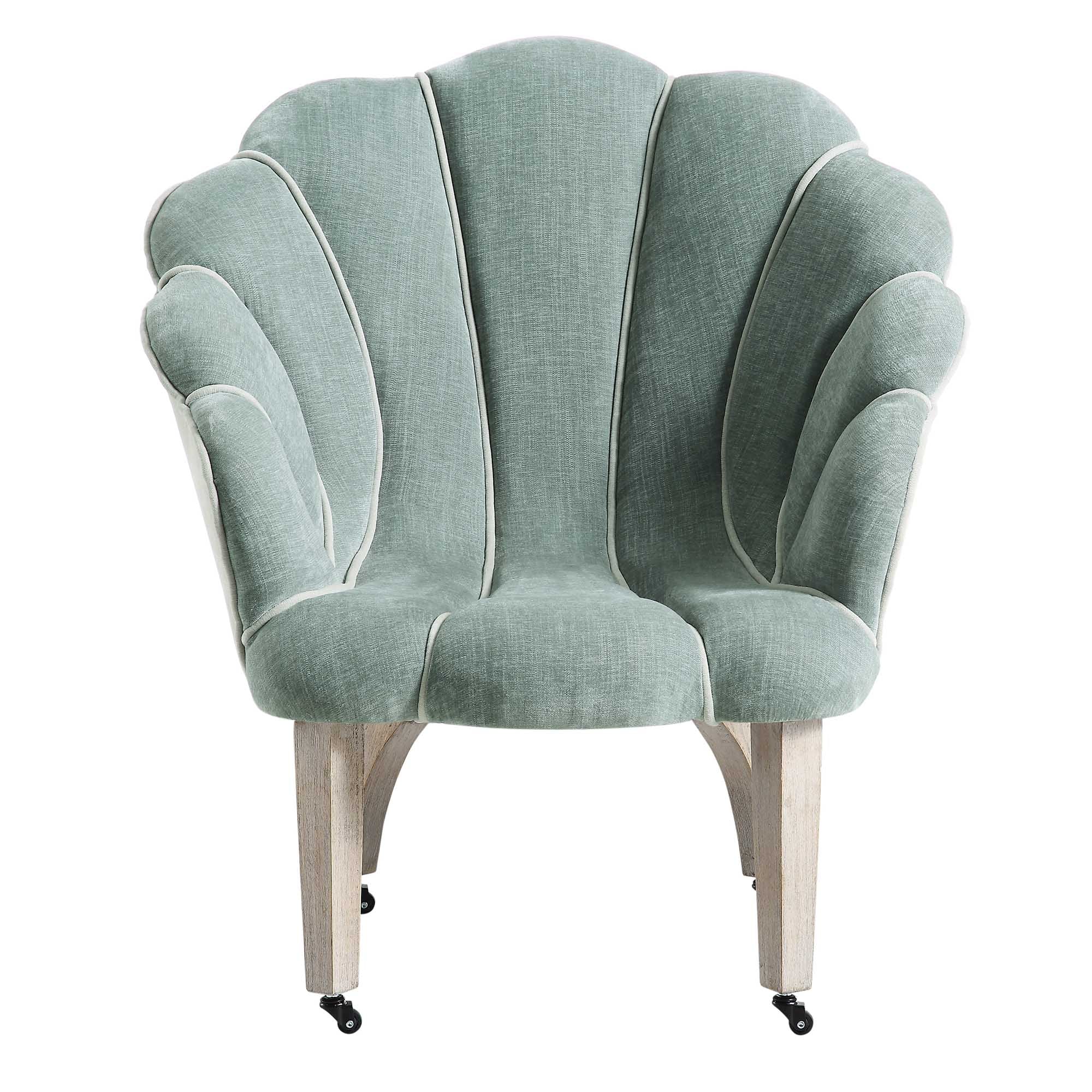 Barnard Scalloped Clam Chair, Sage Green Chenille | daals