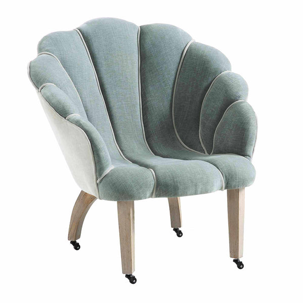 Barnard Scalloped Clam Chair, Sage Green Chenille | daals