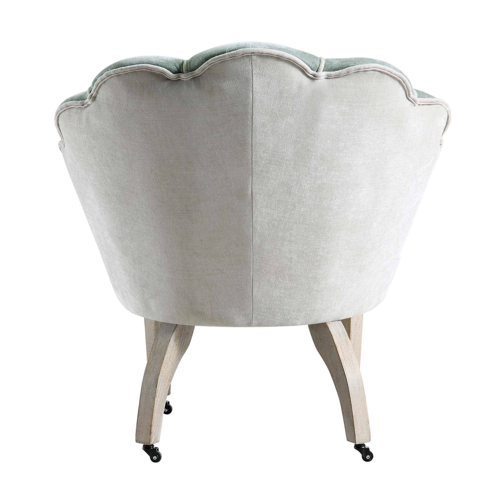 Barnard Scalloped Clam Chair, Sage Green Chenille | daals