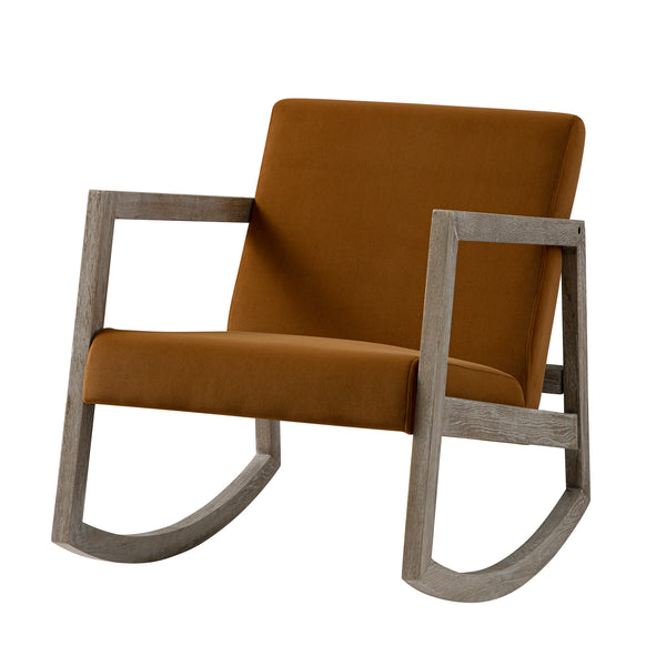 Fyne Cinnamon Velvet Rocking Weathered Oak Armchair