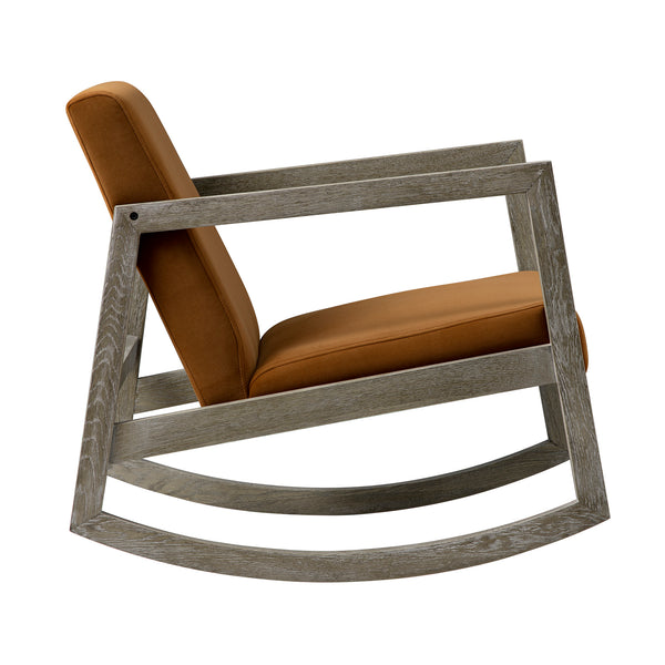Fyne Cinnamon Velvet Rocking Weathered Oak Armchair