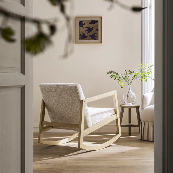 Fyne Ecru Boucle Rocking Natural Oak Armchair