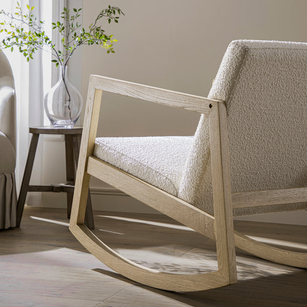 Fyne Ecru Boucle Rocking Natural Oak Armchair