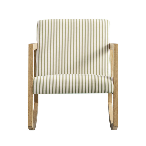 Fyne Sage Striped Linen Blend Natural Oak Rocking Armchair