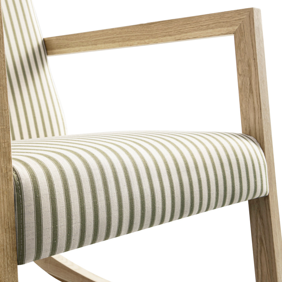 Fyne Sage Striped Linen Blend Natural Oak Rocking Armchair