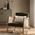 Fyne Moss Green Velvet Rocking Weathered Oak Armchair with Rattan Armrests - daals