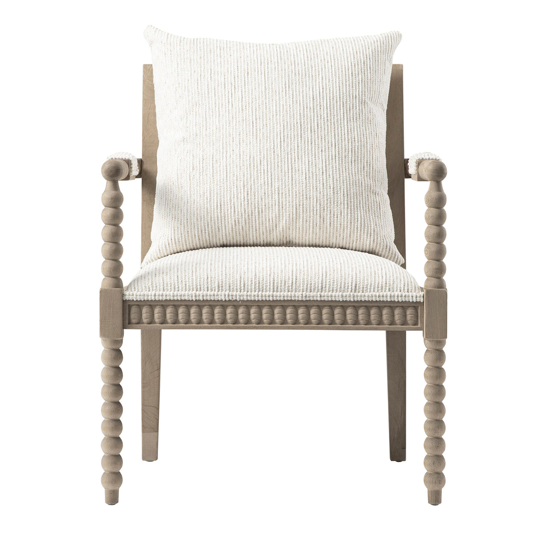 Hemingford Beige Textured Fabric Bobbin Washed Oak Armchair | daals - Textured Armchair For Traditional Style