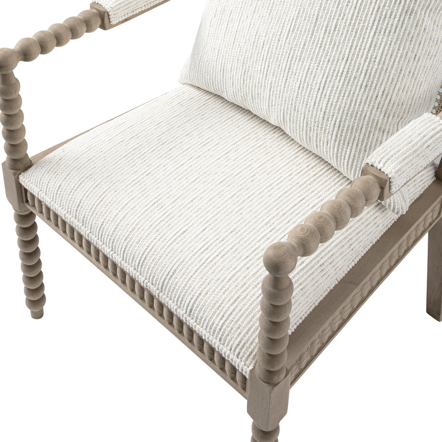 Hemingford Beige Textured Fabric Bobbin Washed Oak Armchair