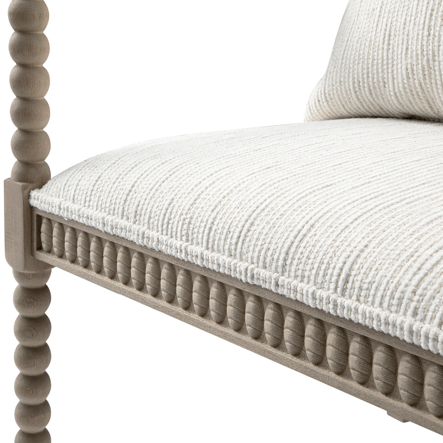 Hemingford Beige Textured Fabric Bobbin Washed Oak Armchair