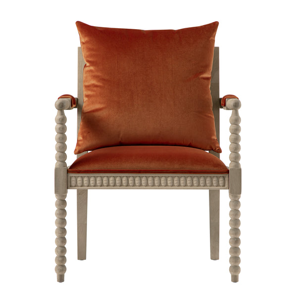 Hemingford Rust Velvet Bobbin Washed Oak Armchair