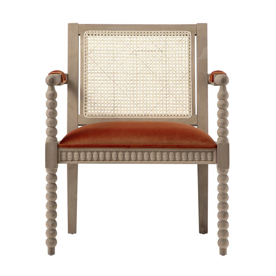 Hemingford Rust Velvet Bobbin Washed Oak Armchair