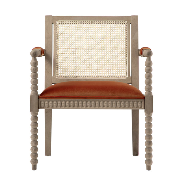 Hemingford Rust Velvet Bobbin Washed Oak Armchair