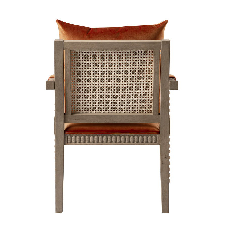 Hemingford Rust Velvet Bobbin Washed Oak Armchair