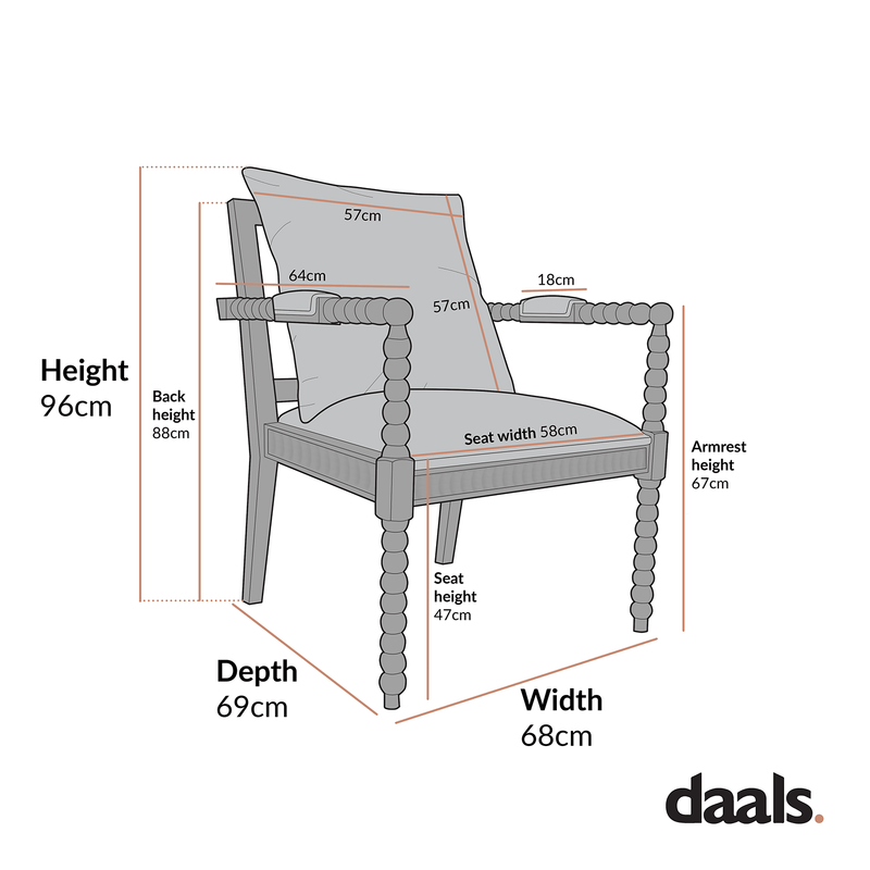Hemingford Beige Textured Fabric Bobbin Washed Oak Armchair