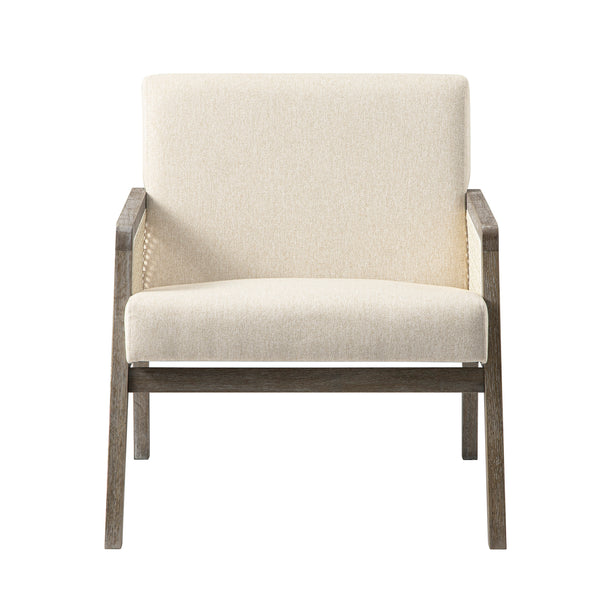 Fyne Oatmeal Fabric Weathered Oak Frame Rattan Armchair