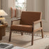 Fyne Tan Faux Leather Light Walnut Frame Rattan Armchair - daals