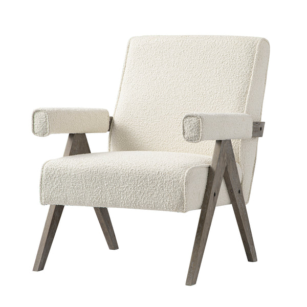 Chinnor Beige Boucle Weathered Oak Frame Accent Chair